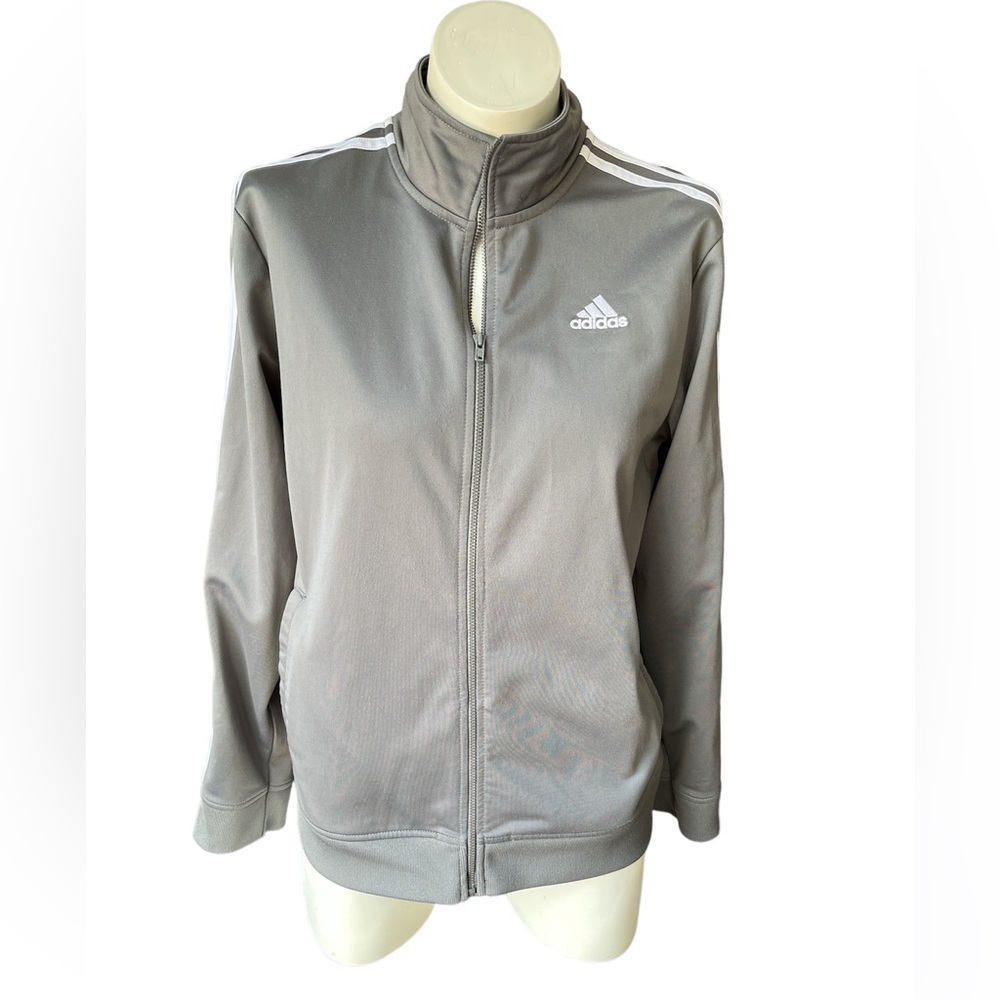 Adidas Zip Up Women’s Athletic Jacket, Gray, Sz XL